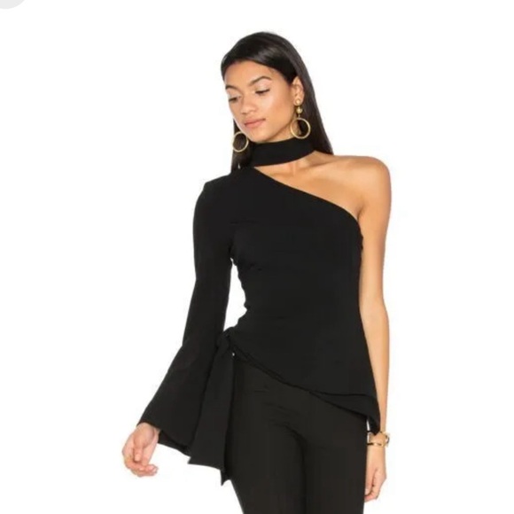 cinq a sept Tops - Cinq a Sept Briah One-Shoulder Tie-Side Top Teal Blue 6